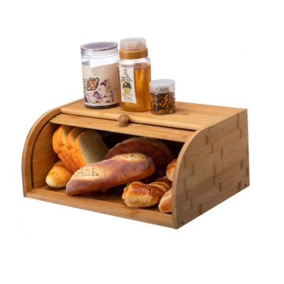 China Durable Cheap Bamboo Wooden Bread Storage Boxes Kitchen Countertop Food Storage Box for sale