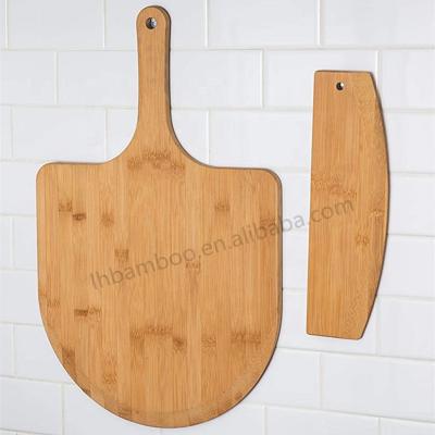 China Wholesale Sustainable Amazon Pizza Skin Pizza Cutting Board Bamboo Tray With Bamboo Cutter for sale