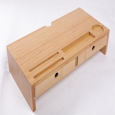 China Modern Fashion Office Computer Desk Bamboo Organizer with Two Drawers for sale