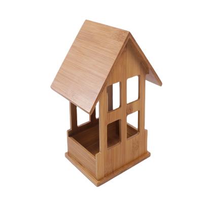 China Sustainable Manufacturer New Design Natural Bamboo Feeder For Outdoor Birds for sale