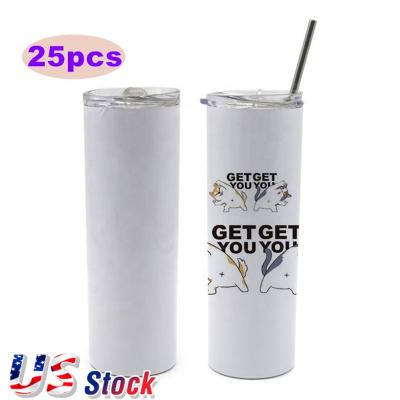 China All 25pcs 20oz Sublimation Blank Double Wall Tumbler Vacuum Travel Mug Stainless Steel Insulated Skinny White Water Bottle for sale