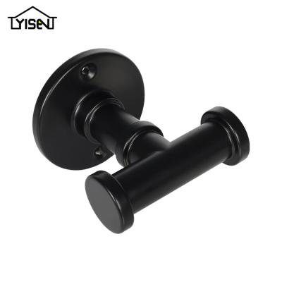 China Simple Luxury Black Aluminum Wall Mounted Bathroom Double Hook for sale