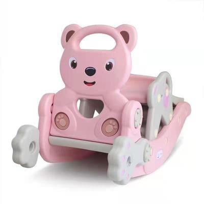 China Safe Kids Slide Rocking Horse 2-in-1 Baby Multifunctional Indoor Toy Kids Plastic Rocking Horse for sale