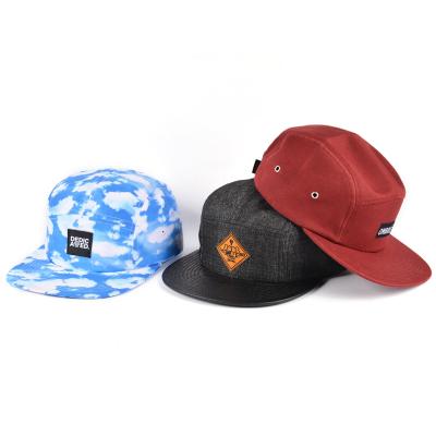 China JOINT DESIGN Premium Woven Label 5 Panel Hat With Leather Strap for sale