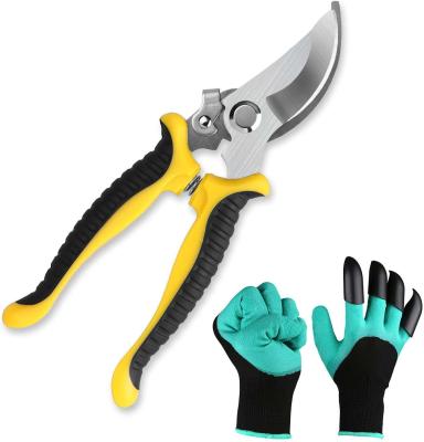 China 2021 hot selling yongkang garden scissors sets garden accessories scissors amazon 2 piece set anti-slip handle with mitt for sale