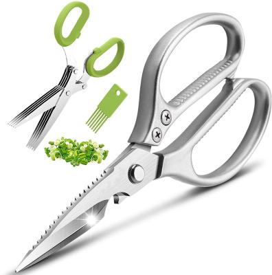 China Vegetable Food Chicken Meat Cutting Shears Multi Function Kitchen Scissors Stainless Steel Meat Fish Chicken Kitchen Scissors 2 Packs for sale