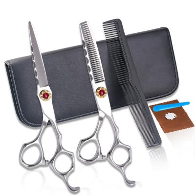 China Embroidery 9Pcs Barber Shear Scissors tesoura Hair Cutting Kit Scissors Set Professional Hairdressing Scissors Set for sale