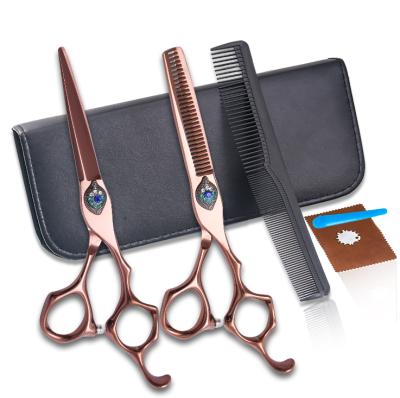 China Embroidery Barber Hair Cutting Scissors Tejera Thinning Shears Barber Hairdressing Hair Barber Scissors Set for sale