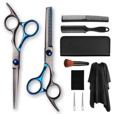 China Black Shear Hair Cutting Thining Stainless Steel Scissors Hairdressing Barber Scissors Set for sale