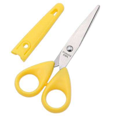 China Universal Cutting DIY Mini Yellow Color Plastic School Safety Shears With Blanket Craft Scissors Suitable Children for sale