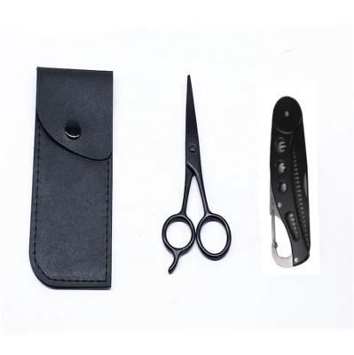 China Embroidery Beard and Mustache Trimming Scissors with PVC Storage Bag Stainless Steel Facial Hair Set for sale