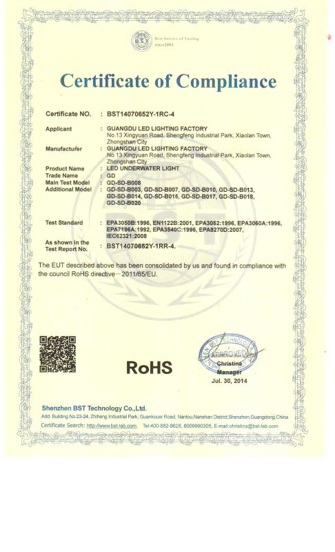 RoHS - Zhongshan Guangdu Lighting Technology Co., Ltd.