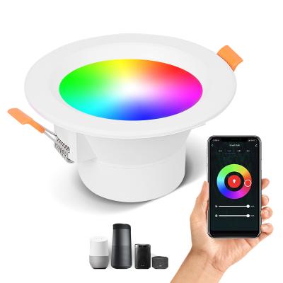 China High Lumens Energy Saving Home Alexa Tuya Phone Adjustable Led RGB Downlight, Recessed Down Light, RGB Led Ceiling Downlight for sale