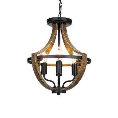 China 2024 Modern USA Vintage LED Industrial Lightings For Farmhouse Decor, Supply Metal Industrial Design Chandeliers Wood Pendant Light for sale