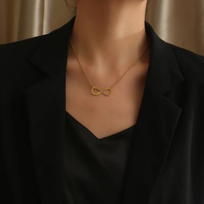 China FASHIONABLE Liuanan Drop Shipping Woman Fashion Jewelry 18K Gold Plated Necklace With Engraved Letters Custom Infinity Necklace for sale