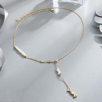 China TRENDY Classic Fashion Choker Clavicle Woman Chain Necklace Gold Plated Freshwater Pearl Pendant Necklace for sale