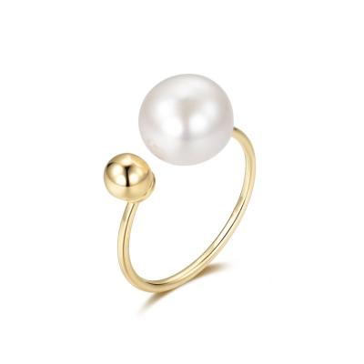 China Fashion CLASSIC Women Girls Single Finger Rings Adjustable Trend Jewelry Gold Plated Pearl Rings Party Jewelry for sale