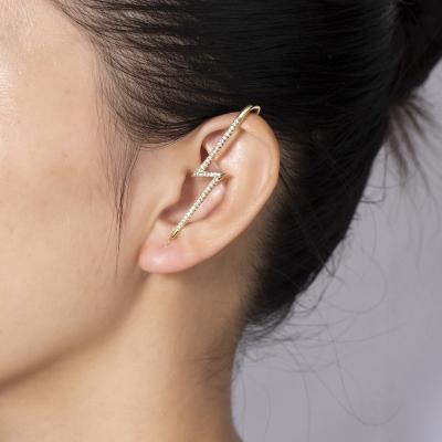 China TRENDY Ear Wrap Crawler Dangle Trendy Earrings For Women Zircon Gold Plated Lightning Bolt Earrings for sale