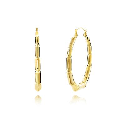 China Latest Trendy Trendy Minimalist Jewelry Copper Luxury Earrings For Women Gold Plated Circle Bamboo Earrings for sale