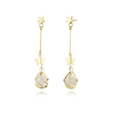 China FASHIONABLE KE9C Fashion Jewellry Long Gold Plated Alloy 925 Silver Stiletto Earrings Women Jewelry Star Earrings for sale