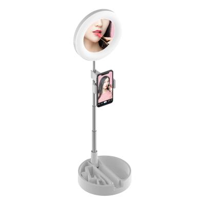 China Selfie Light LED Selfie Ring Light With Stand With Mirror 3 Colors Lighting Adjustable Brightness Mod 10 Level for sale