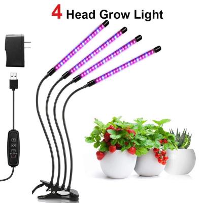 China Modern Full Spectrum Purple Four Heads LED Grow Light Flexible Clip USB Power Supply Mini Plant Growth Desk Light For Plant for sale