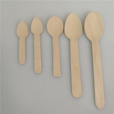 China 100% 75mm 95mm 100mm Mini Biodegradable Compostable Disposable Wooden Spoon 110mm 100*28.5*1.5m m for sale