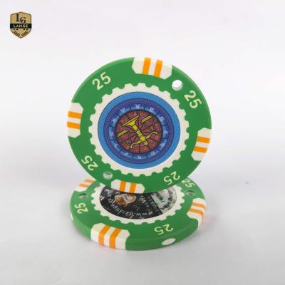 China Customized Casino Quality 14g Nylon Poker Chips With Number Sticker for sale