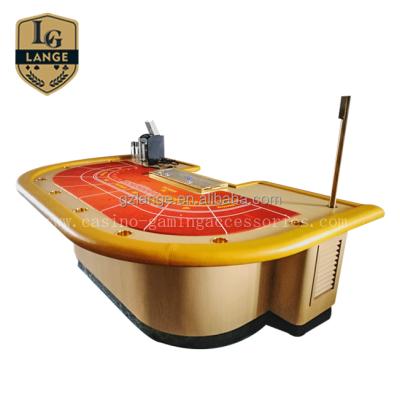 China Deluxe Premium Casino Yellow Casino Poker Table With Metal Drop Box And Cup Holders for sale