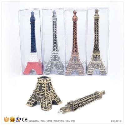 China Pen Holder Hot Sell Resin Souvenirs Eiffel Tower Famous Building + Pen + Model For Ballpoint Pen for sale