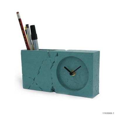 China Cheap Customized Modern Antique Style Home Decoration Desk Clock With Pen Holder for sale