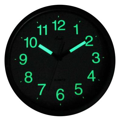 China Antique Style 12 Inch Needle Around Glow Plastic Super Bright Fluorescent Wall Clock For Home Decoration for sale