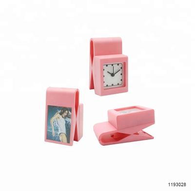 China LUMINOVA Small Plastic Magnet Clip Table Alarm Clock With Photo Frame for sale