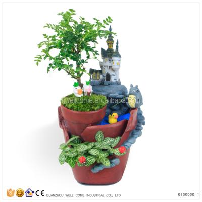 China Miniature Castle Herb Garden Decorative Indoor Flower or Grass Planter Resin Pots for sale