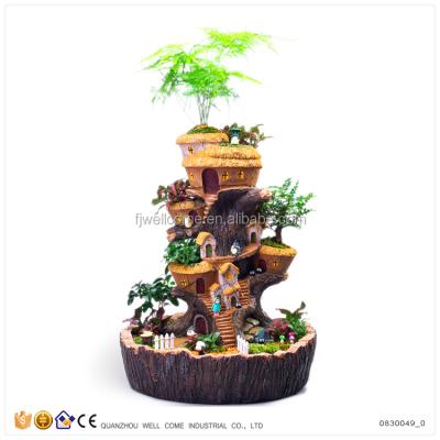 China Fairy Flower Planter Polyresin Garden House Planter On Led Lighted Trees for sale