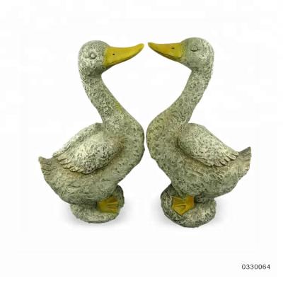 China Decoration Duck Face To Face Marble Stone Like Garden Duck Statue for sale