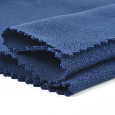 China Blue Dyed Stretch Porcelain Rib Cotton Knit Knitted Fabric Manufact for sale