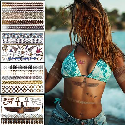 China Temporary Custom Waterproof Gold and Silver Foil Metallic Lace Tattoo Sticker for sale