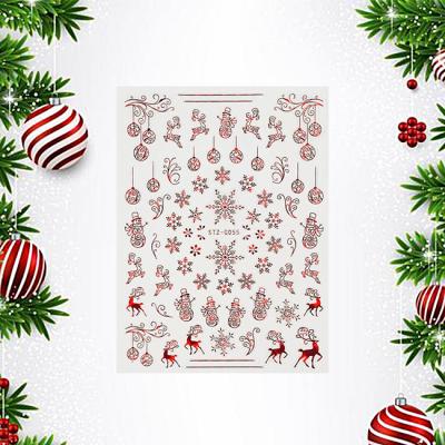 China 2021 Non-Toxic Gold Silver Foil Elk Christmas Tree Elks Nail Art Sticker 3D Christmas Nail Art Stickers For Girls for sale