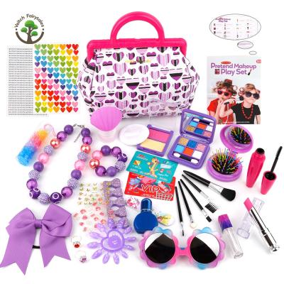 China Preschool Kids Play Set Veitch Fairytales Children Toddler Girl Dress Up Princess Cosmetic Bag Safe And Non-Toxic Pretend Play Makeup Toy Set With Handbag for sale