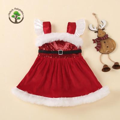 China Washable Kids Kids Santa Claus Cosplay Costume Tutu Dress Outfit Fluffy Layered Tulle Toddler Girl Christmas Photography Prop Sequin Prop for sale