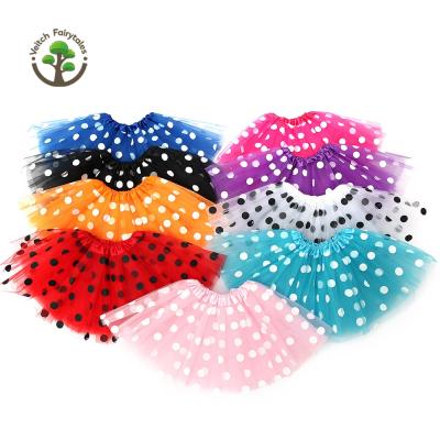 China Multicolor Baby Breathable Carnival Kid Cosplay Rainbow Color Mini Fluffy Layered Tulle Ballet Dance Tutu Skirt With Polka Dot for sale