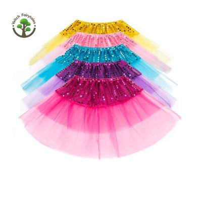 China Breathable Princess Dance Tutu Skirt Dress Up Costume Mini Fluffy Layered Tulle Child Toddler Girl Birthday Party Stage Ballet With Sequin for sale