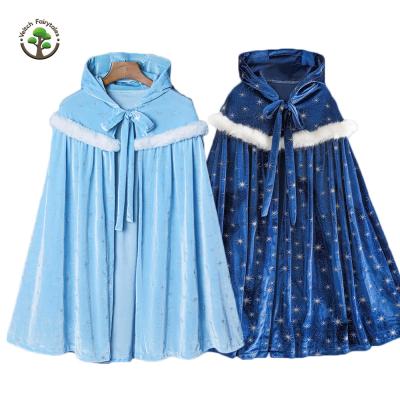 China Lovely Velvet Children's Birthday Christmas Party Dress Up Costume Velvet Snow Princess Cloak Hooded Kids Christmas Gift for sale