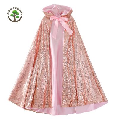 China Lovely Casual Child Birthday Cosplay Party Photography Prop Dress Girls Hooded Princess Cloak Cape For Girls Costume Outer Sequins Small for sale