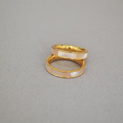 China Wholesale Good Quality Insist Women Jewelry 18K Non-fading Real Gold Plated Brass Rings Shell Ring 6 7 8 Rings For Women 2021 for sale