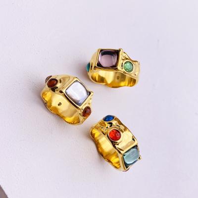 China Custom Jewelry Insti Vintage Ring Real Gold Plated Brass Rings Non-fading Gold Filled Rings For Women Jewelry 2021 for sale