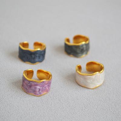 China Real Jewelry Wholesale Women's Rings 18K Gold Enamel Gold Non-fading Ring Non-fading Adjustable Size Rings For Women 2021 for sale