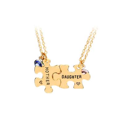 China CIS 18K Gold Plated Puzzle Mother Daughter Necklaces With Birthstone Charms Necklace For Mother's Day 2021 Gifts for sale