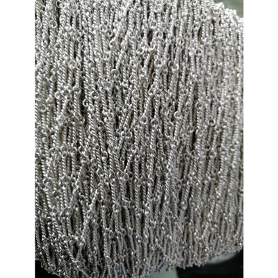 China wholesale custom chain linked necklace Non-fading 925 Sterling Silver Twisted Chain Necklace twisted link chains for jewelry making DIY for sale